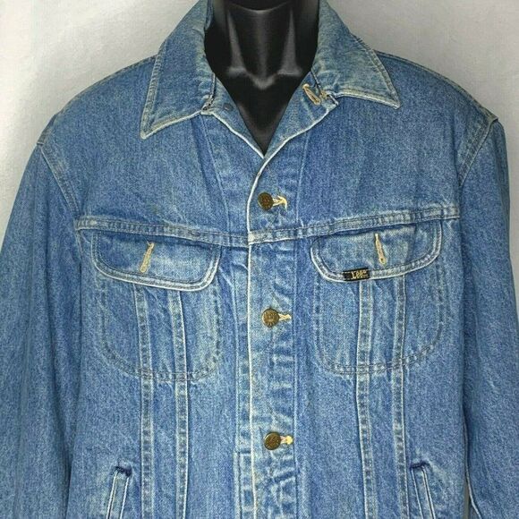 Vintage Lee Denim Jacket M Med Wash Pockets - Picture 4 of 8